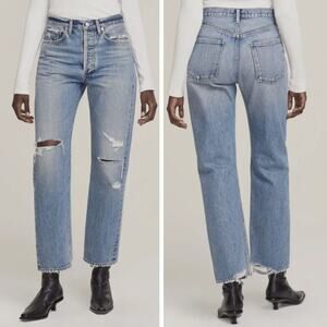 AGOLDE 90's Mid Rise Loose Straight Jeans in Streamline Size 24